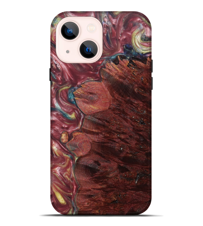 iPhone 14 Plus Wood+Resin Live Edge Phone Case - Lena (Dark Red, 610777)