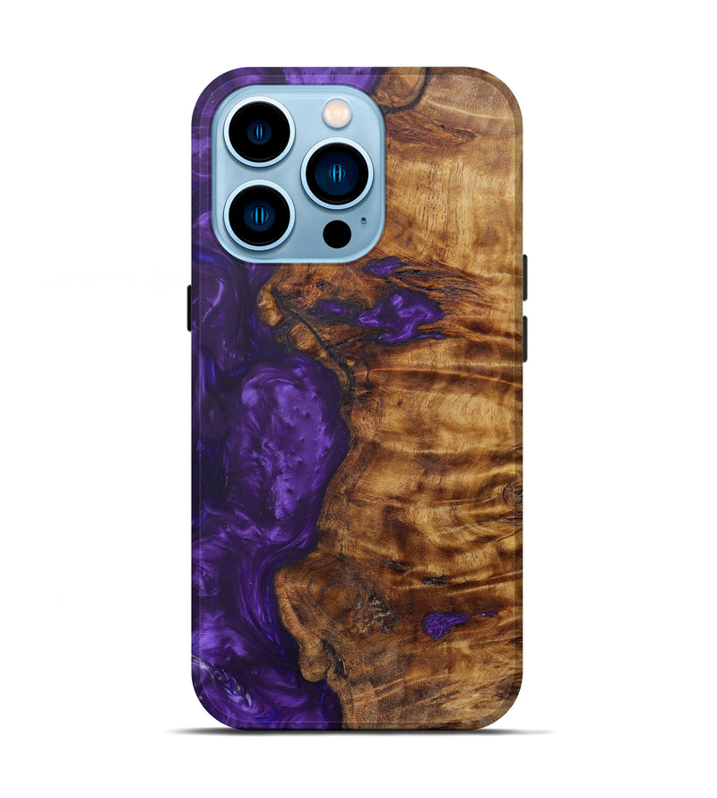 iPhone 14 Pro Wood+Resin Live Edge Phone Case - Derrick (Purple, 641720)