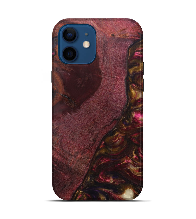 iPhone 12 Wood+Resin Live Edge Phone Case - Norel (Dark Red, 601243)