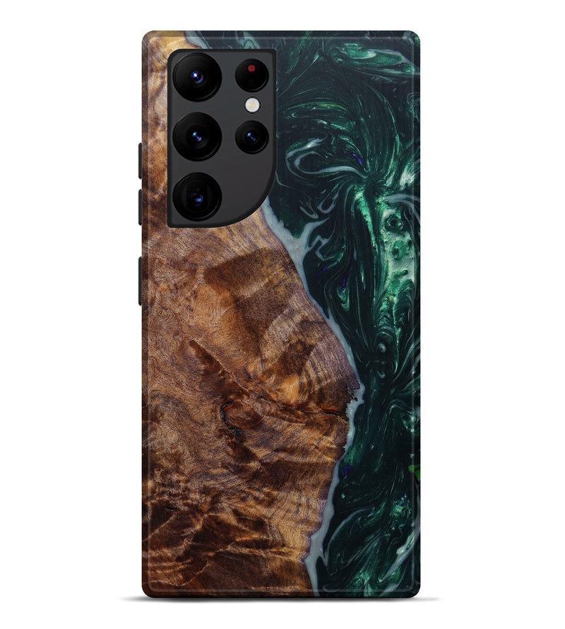Galaxy S22 Ultra Wood+Resin Live Edge Phone Case - Chantal (Dark Green, 596618)