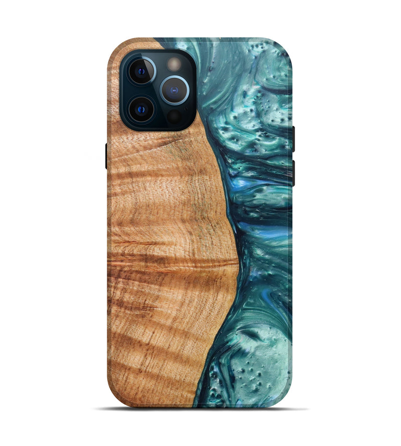 iPhone 12 Pro Wood+Resin Live Edge Phone Case - Miracle (Dark Green, 616717)