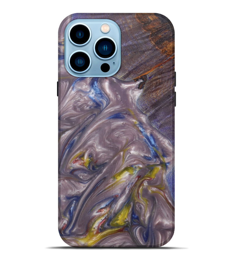 iPhone 14 Pro Max Wood+Resin Live Edge Phone Case - Karan (Purple, 599152)