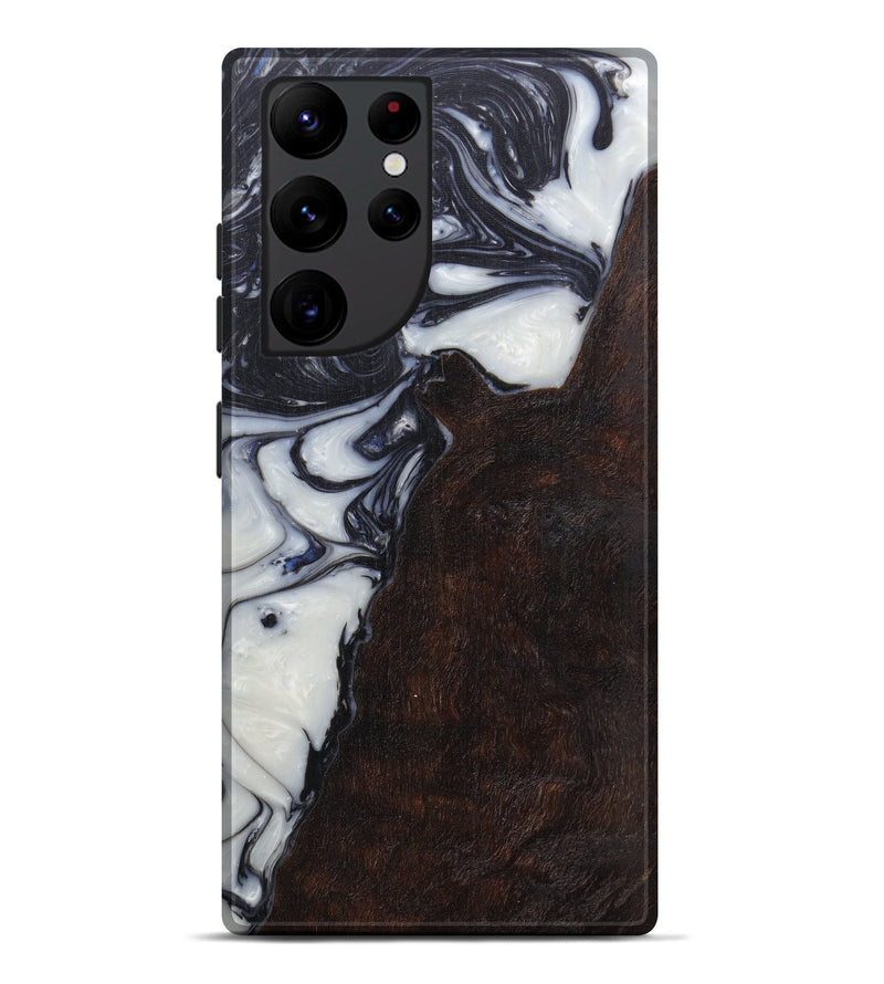 Galaxy S22 Ultra Wood+Resin Live Edge Phone Case - Amara (Black & White, 591795)