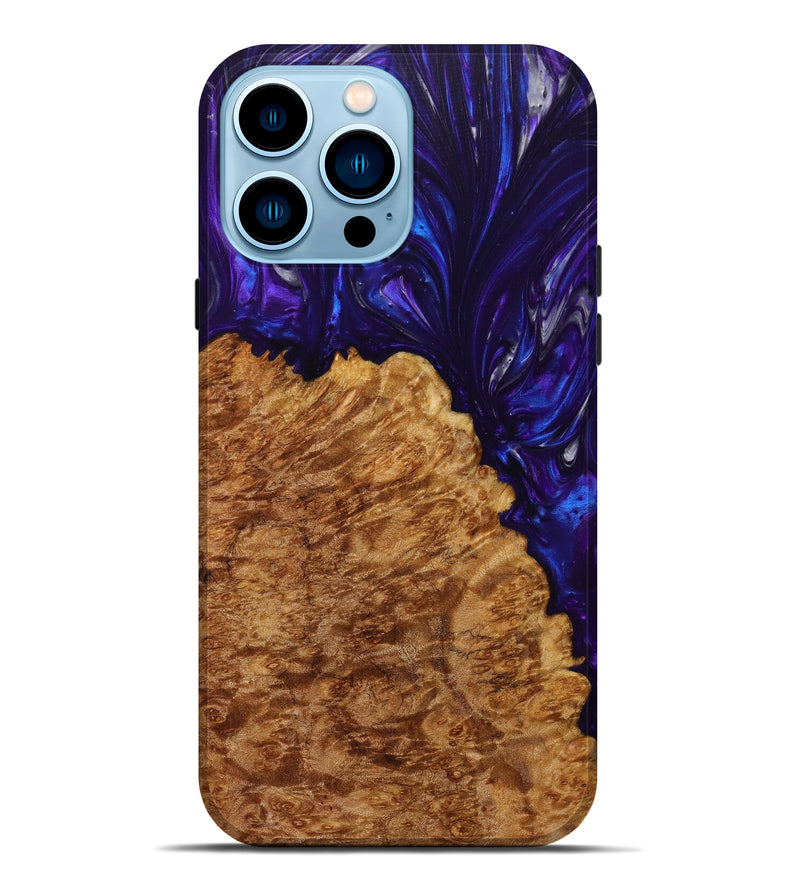 iPhone 14 Pro Max Wood+Resin Live Edge Phone Case - Eveline (Purple, 633247)