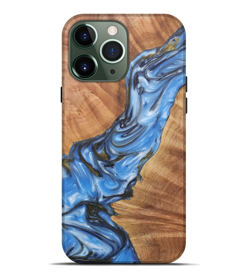 iPhone 13 Pro Max Wood+Resin Live Edge Phone Case - Gia (Light Blue, 579125)