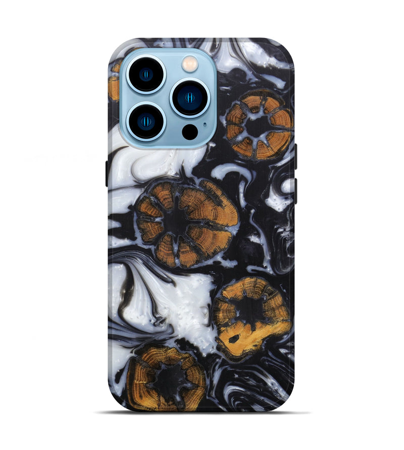 iPhone 14 Pro Wood+Resin Live Edge Phone Case - Beau (Black & White, 601220)