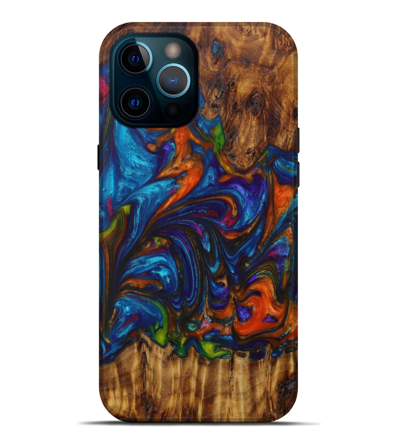 iPhone 12 Pro Max Wood+Resin Live Edge Phone Case - Sarene (Light Blue, 596644)