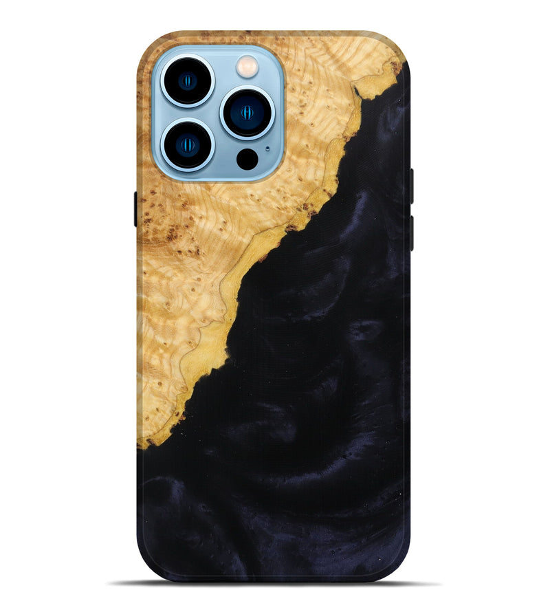iPhone 14 Pro Max Wood+Resin Live Edge Phone Case - Cayde (Pure Black, 613935)
