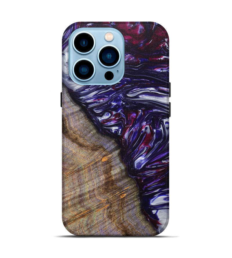 iPhone 14 Pro Wood+Resin Live Edge Phone Case - Jesus (Purple, 614992)