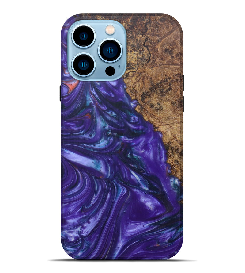 iPhone 14 Pro Max Wood+Resin Live Edge Phone Case - Alfreda (Purple, 600529)