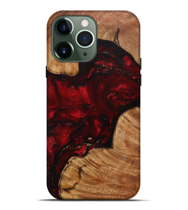 iPhone 13 Pro Max Wood+Resin Live Edge Phone Case - Sherry (Dark Red, 614575)
