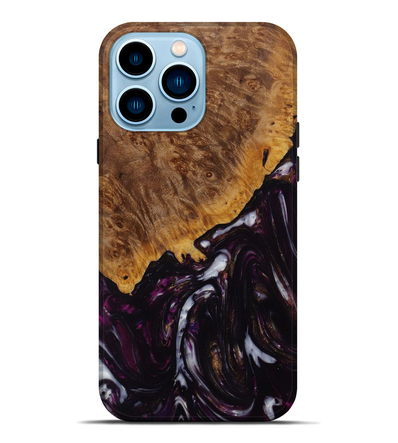 iPhone 14 Pro Max Wood+Resin Live Edge Phone Case - Al (Metallic, 619908)