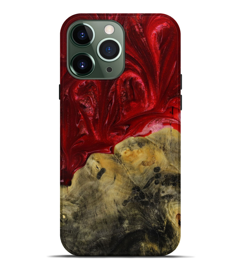 iPhone 13 Pro Max Wood+Resin Live Edge Phone Case - Demetrius (Red, 646320)