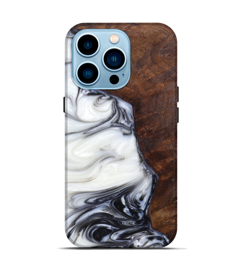 iPhone 14 Pro Wood+Resin Live Edge Phone Case - Marcel (Black & White, 627712)