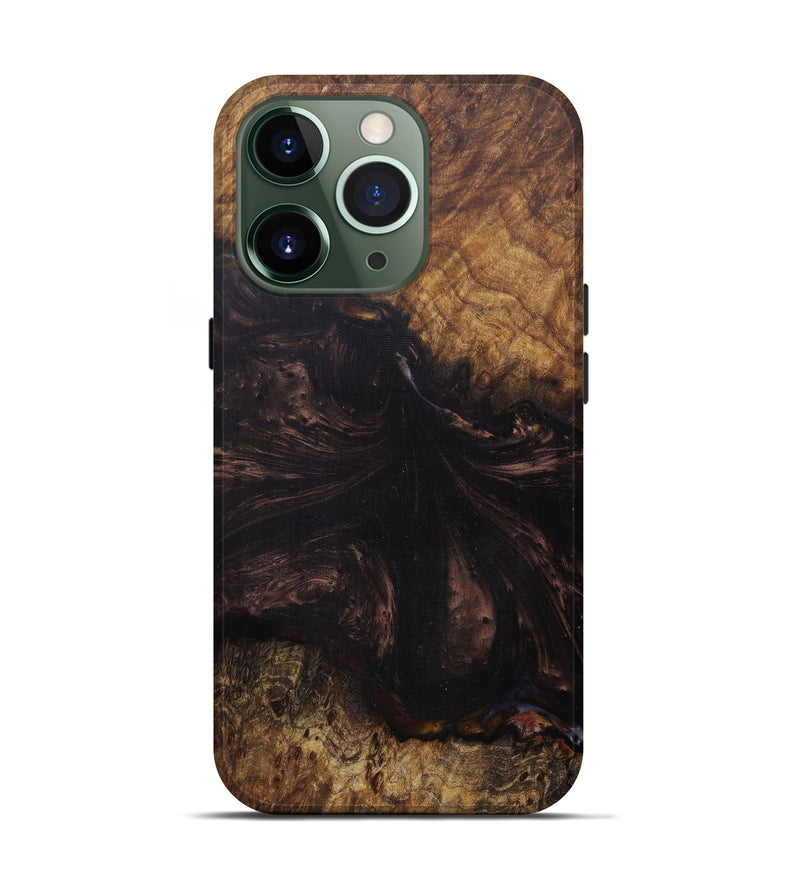 iPhone 13 Pro Wood+Resin Live Edge Phone Case - Zarla (Pure Black, 585235)