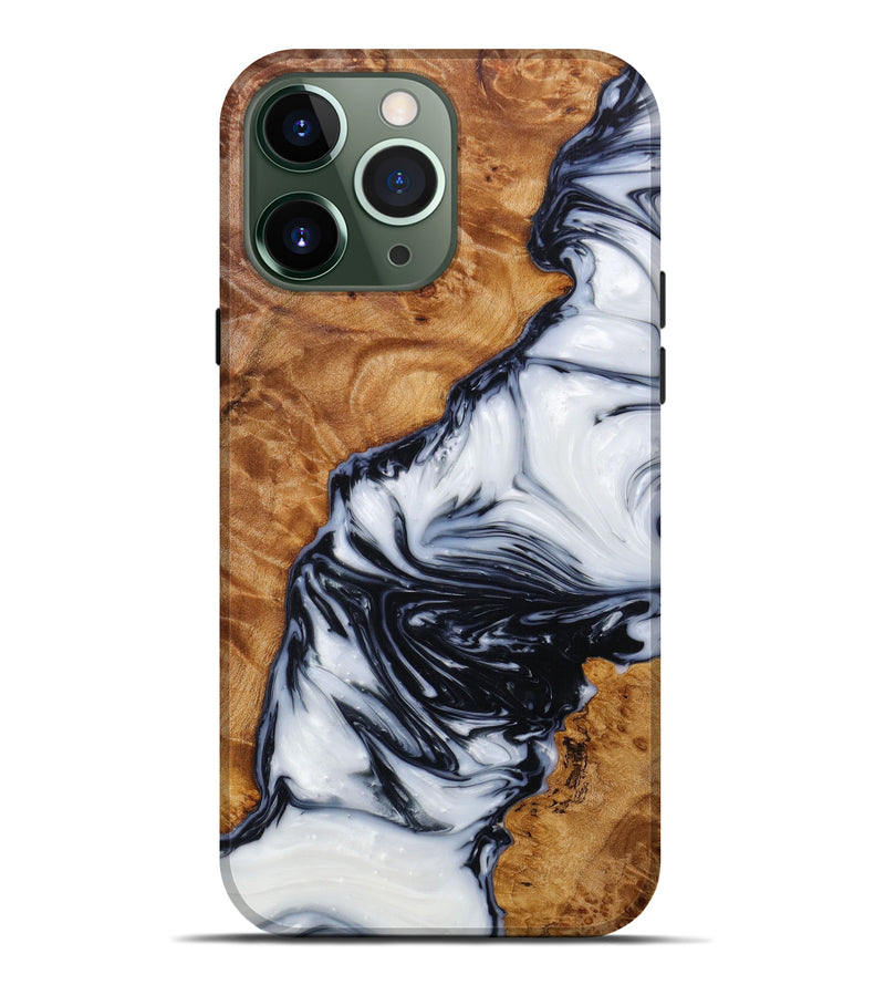 iPhone 13 Pro Max Wood+Resin Live Edge Phone Case - Alexandro (Black & White, 614570)