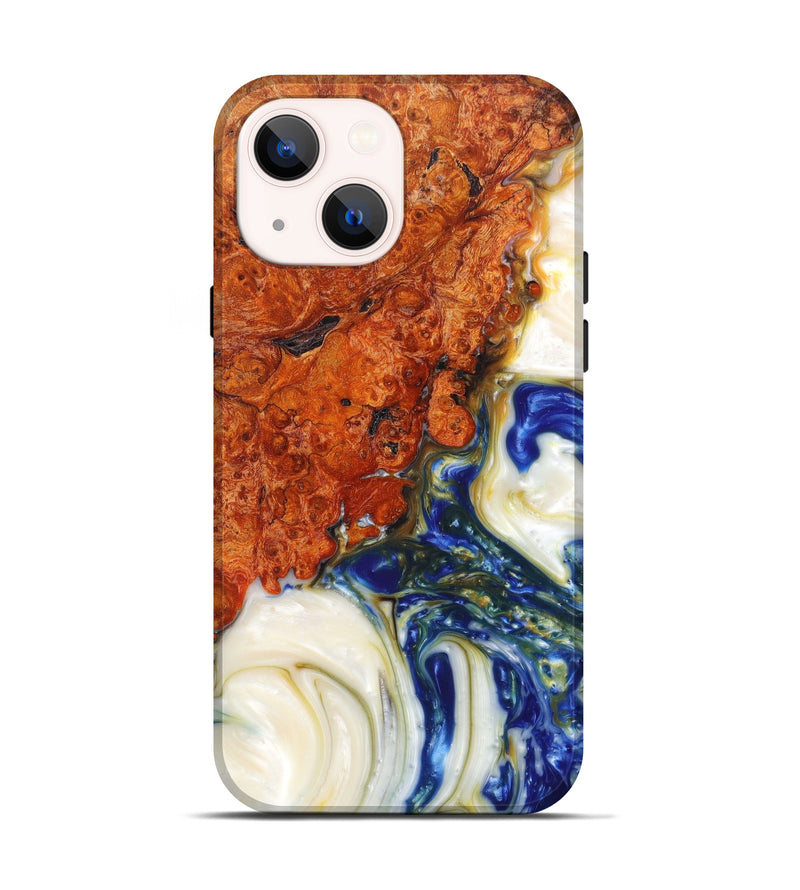 iPhone 13 Wood+Resin Live Edge Phone Case - Kamiyah (Light Blue, 611130)