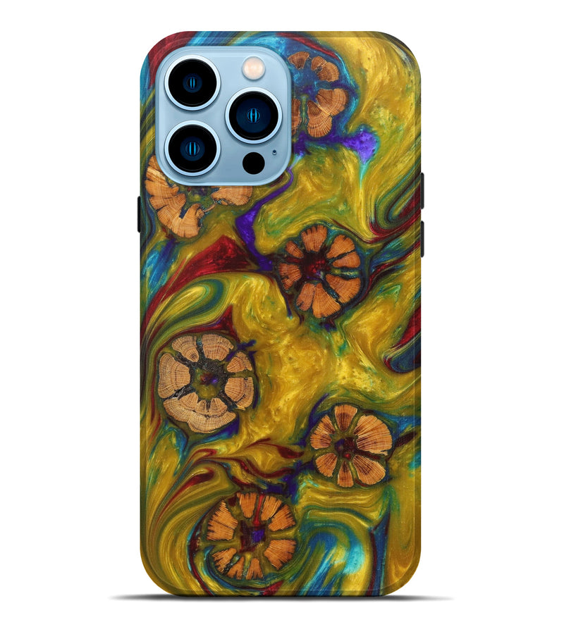 iPhone 14 Pro Max Wood+Resin Live Edge Phone Case - Loyal (Metallic, 616693)