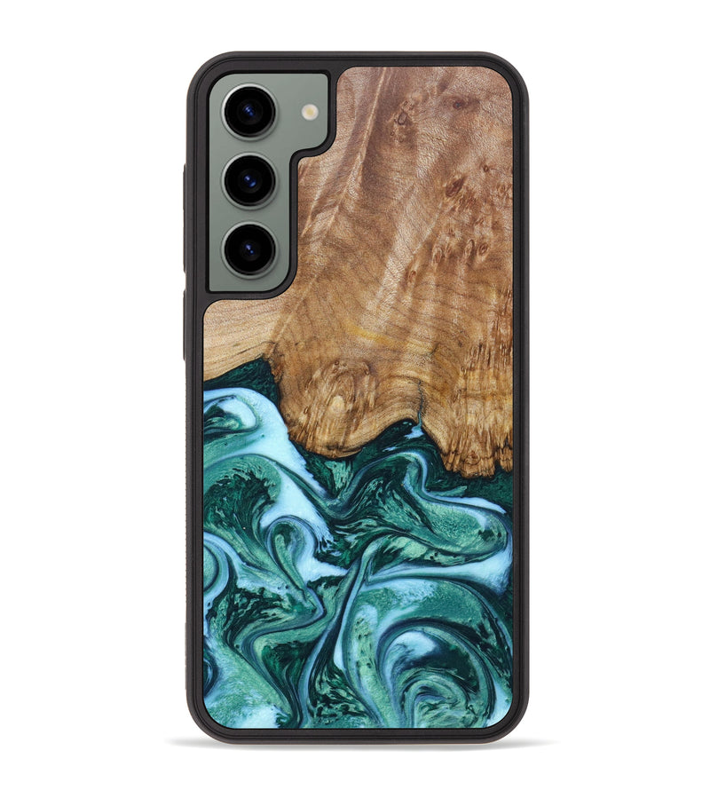 Galaxy S23 Plus Wood+Resin Phone Case - Atticus (Green, 628595)