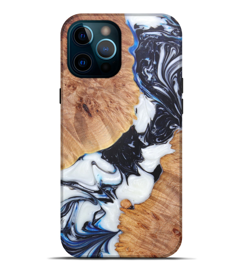 iPhone 12 Pro Max Wood+Resin Live Edge Phone Case - Allissa (Black & White, 606493)