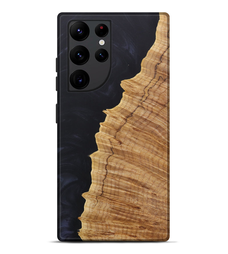 Galaxy S22 Ultra Wood+Resin Live Edge Phone Case - Lisa (Pure Black, 613363)