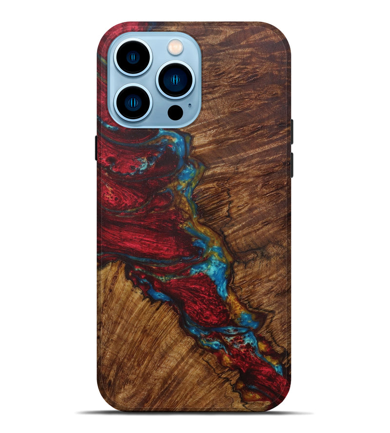 iPhone 14 Pro Max Wood+Resin Live Edge Phone Case - Delmar (Dark Red, 594181)