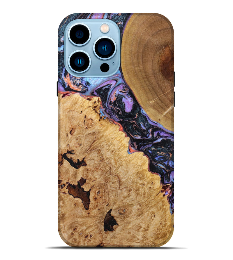 iPhone 14 Pro Max Wood+Resin Live Edge Phone Case - Scarlett (Purple, 638169)