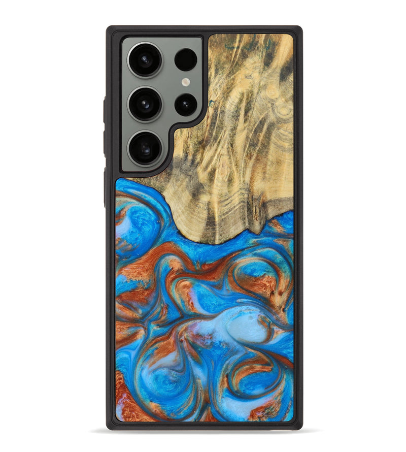 Galaxy S23 Ultra Wood+Resin Phone Case - Lyra (Teal & Gold, 622389)