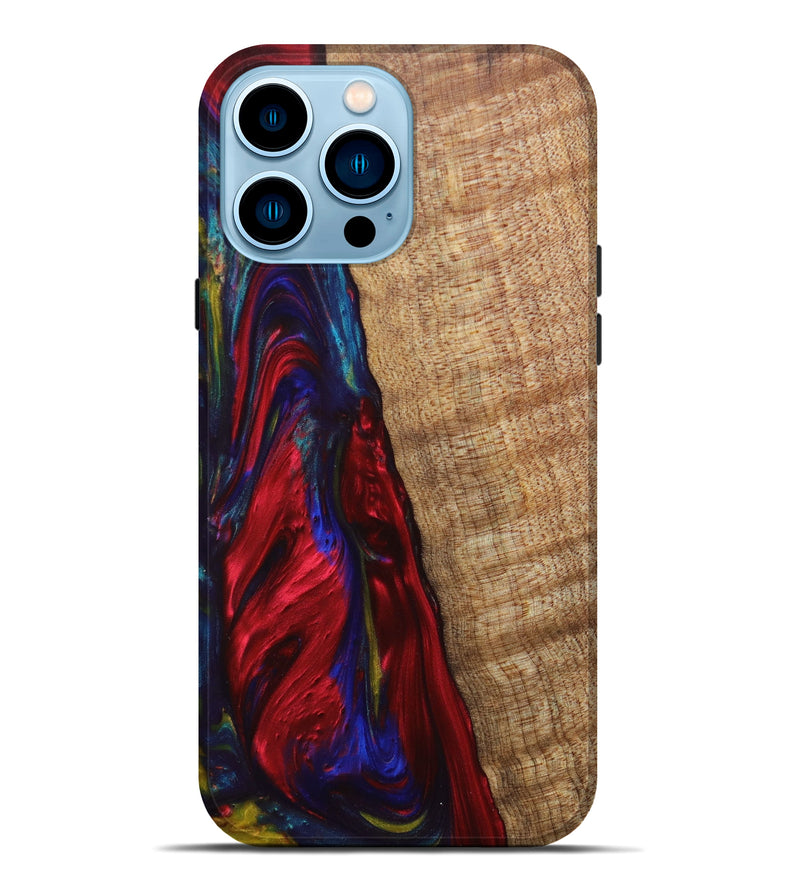 iPhone 14 Pro Max Wood+Resin Live Edge Phone Case - Angelo (Red, 641040)