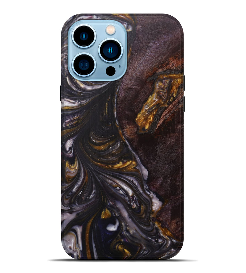 iPhone 14 Pro Max Wood+Resin Live Edge Phone Case - Ravi (Metallic, 597351)