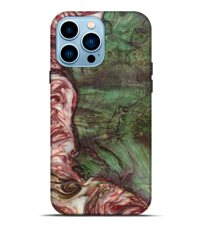 iPhone 14 Pro Max Wood+Resin Live Edge Phone Case - Ezequiel (Dark Red, 616875)