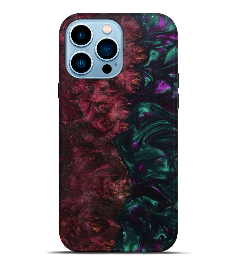 iPhone 14 Pro Max Wood+Resin Live Edge Phone Case - Quinn (Green, 641111)