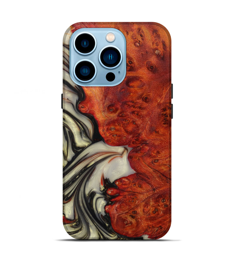 iPhone 14 Pro Wood+Resin Live Edge Phone Case - Weldon (Red, 623150)