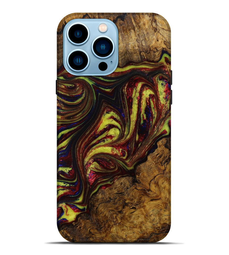 iPhone 14 Pro Max Wood+Resin Live Edge Phone Case - Rebecca (Red, 646533)