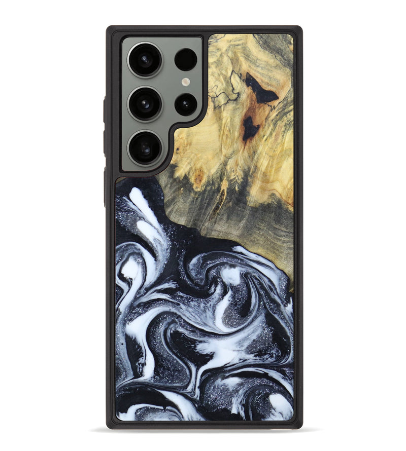 Galaxy S23 Ultra Wood+Resin Phone Case - Bristol (Black & White, 621423)