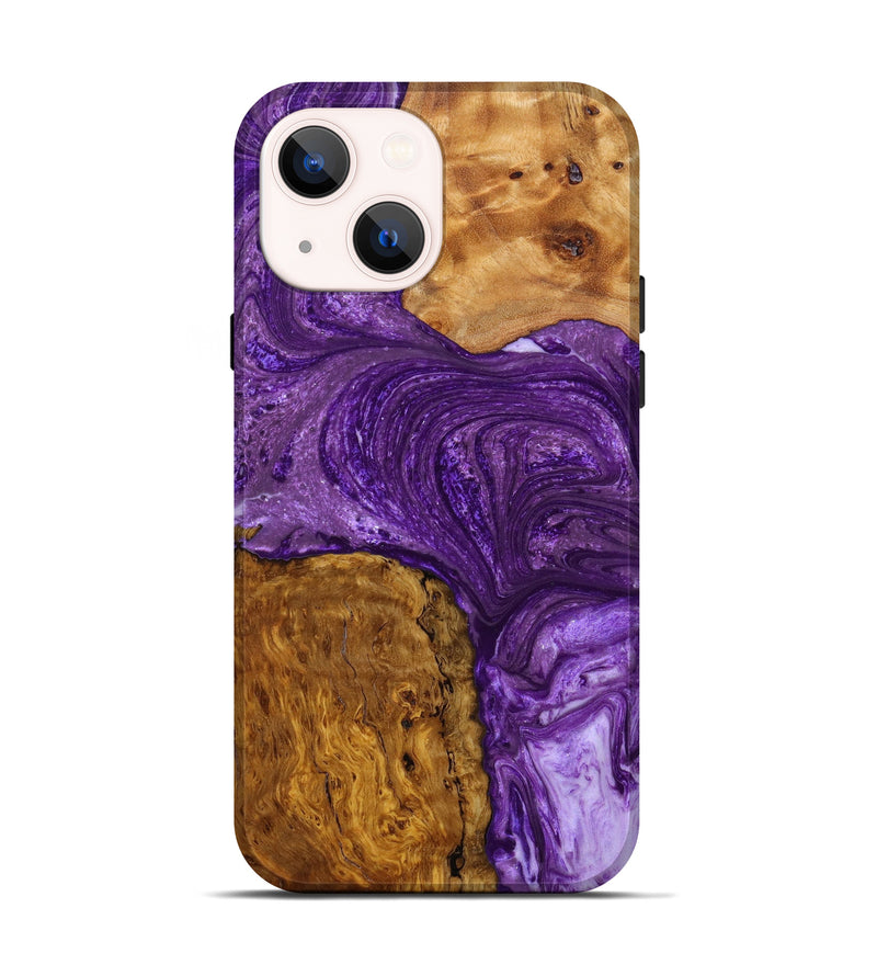 iPhone 14 Wood+Resin Live Edge Phone Case - Kaylee (Purple, 640472)