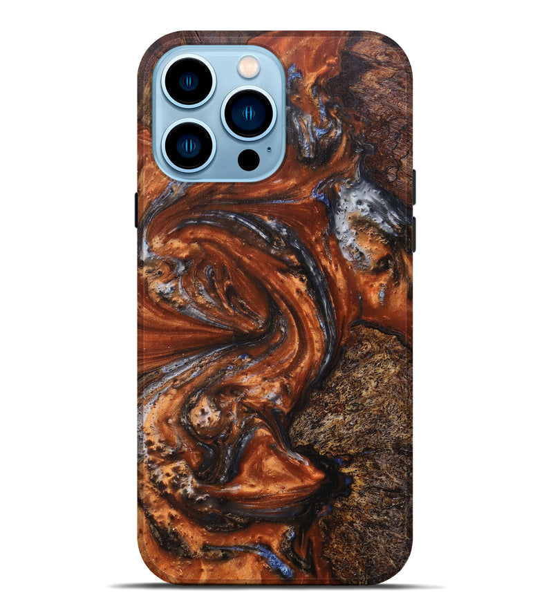 iPhone 14 Pro Max Wood+Resin Live Edge Phone Case - Sabra (Metallic, 607190)