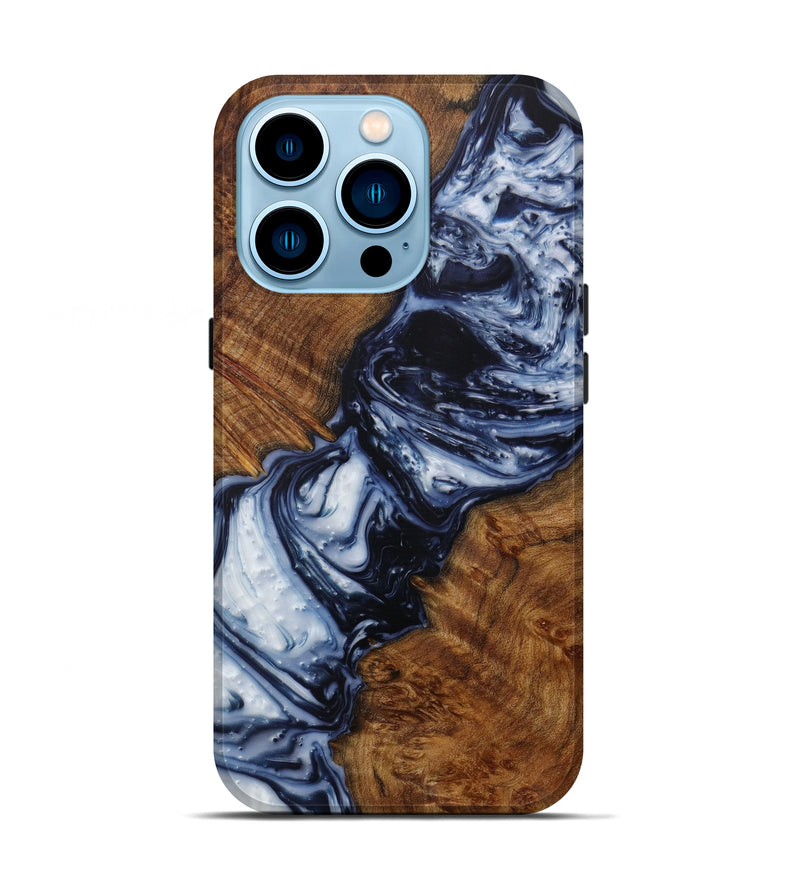 iPhone 14 Pro Wood+Resin Live Edge Phone Case - Darci (Black & White, 619490)