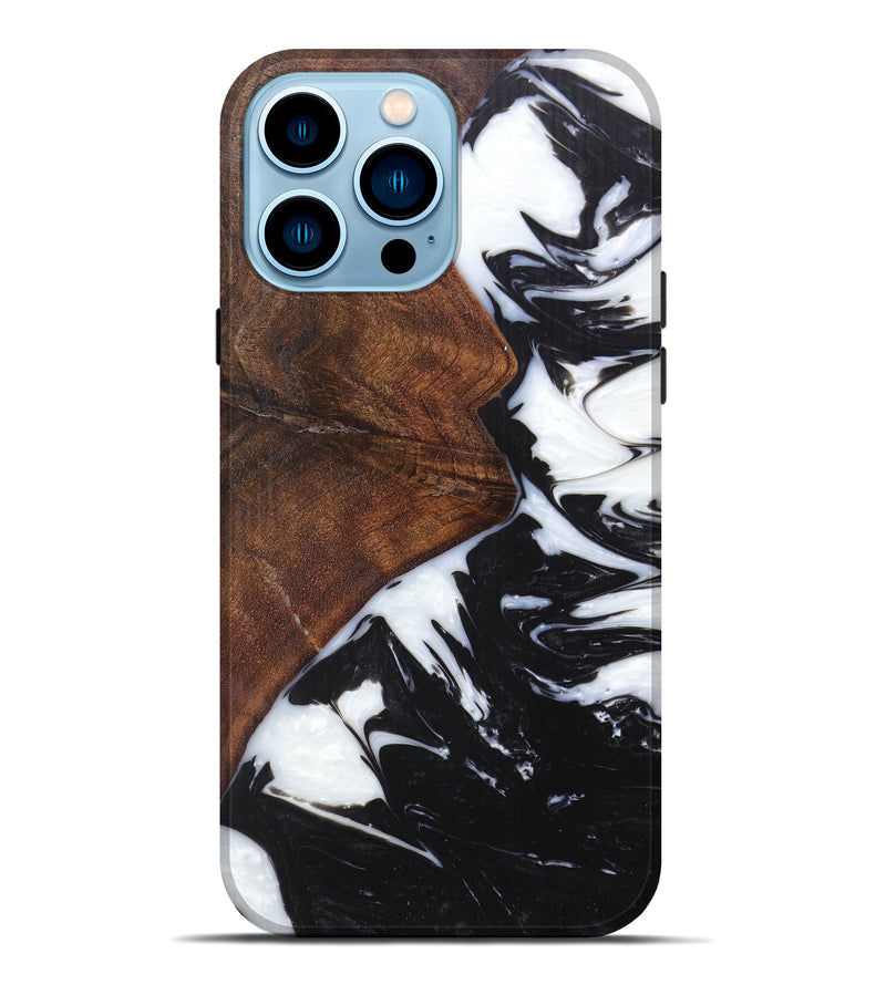 iPhone 14 Pro Max Wood+Resin Live Edge Phone Case - Lilas (Black & White, 605521)