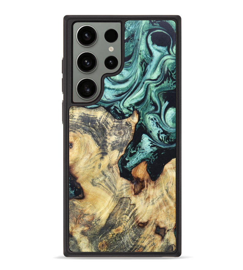 Galaxy S23 Ultra Wood+Resin Phone Case - Syncere (Green, 632901)