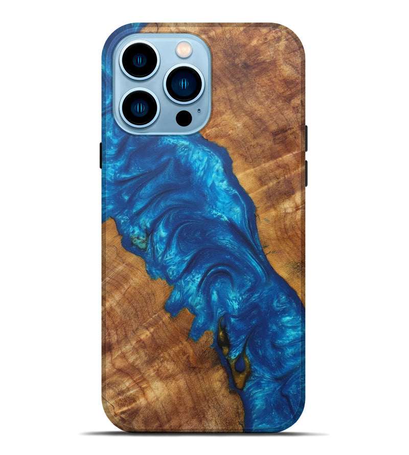 iPhone 14 Pro Max Wood+Resin Live Edge Phone Case - Malaysia (Light Blue, 588693)