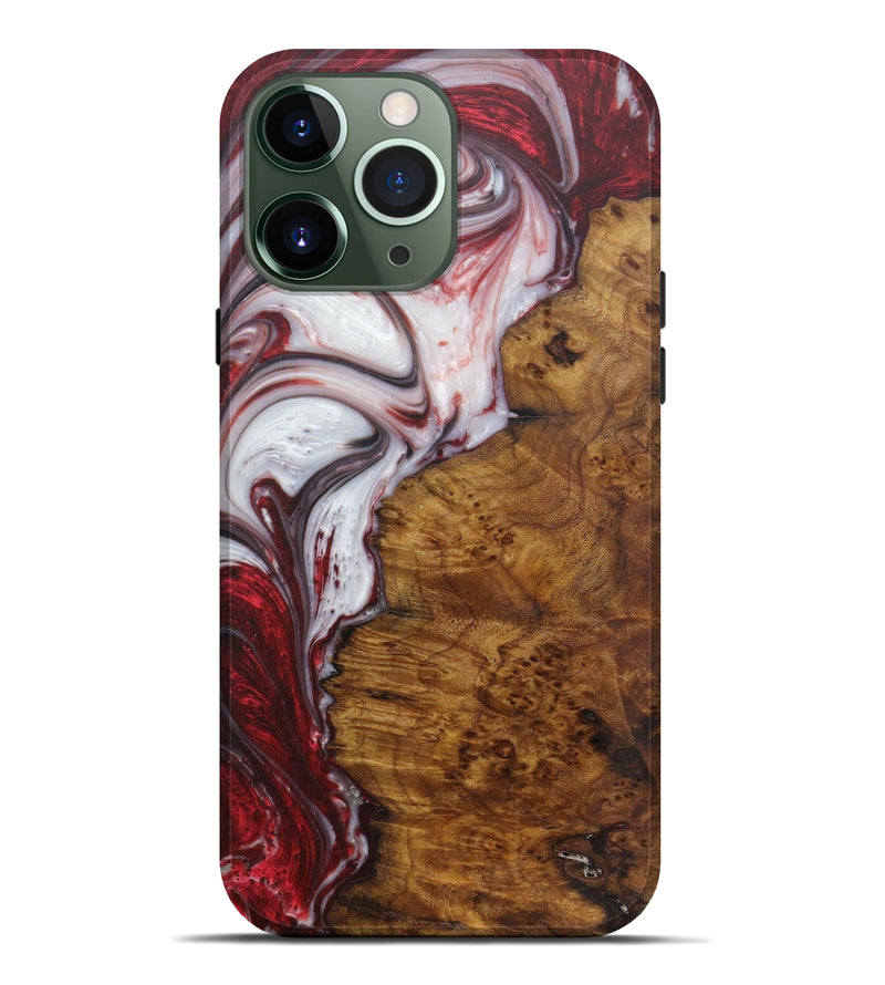 iPhone 13 Pro Max Wood+Resin Live Edge Phone Case - Giralda (Dark Red, 592334)