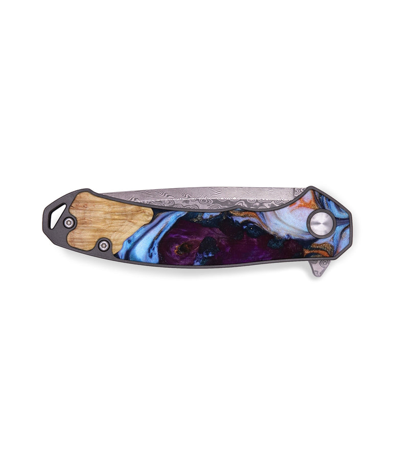 EDC Wood+Resin Pocket Knife - Ophelia (Teal & Gold, 643171)