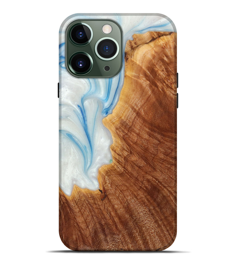 iPhone 13 Pro Max Wood+Resin Live Edge Phone Case - Rickey (Light Blue, 610592)
