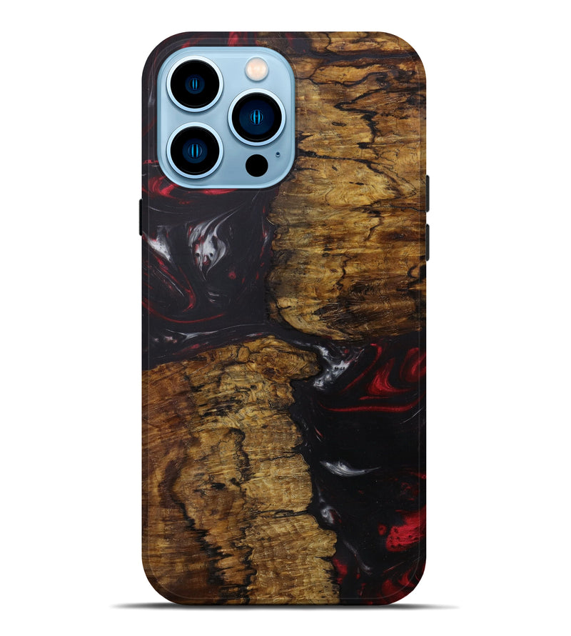 iPhone 14 Pro Max Wood+Resin Live Edge Phone Case - Spencer (Red, 641761)
