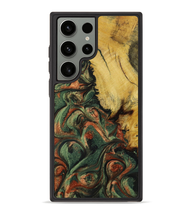 Galaxy S23 Ultra Wood+Resin Phone Case - Tasha (Green, 646181)