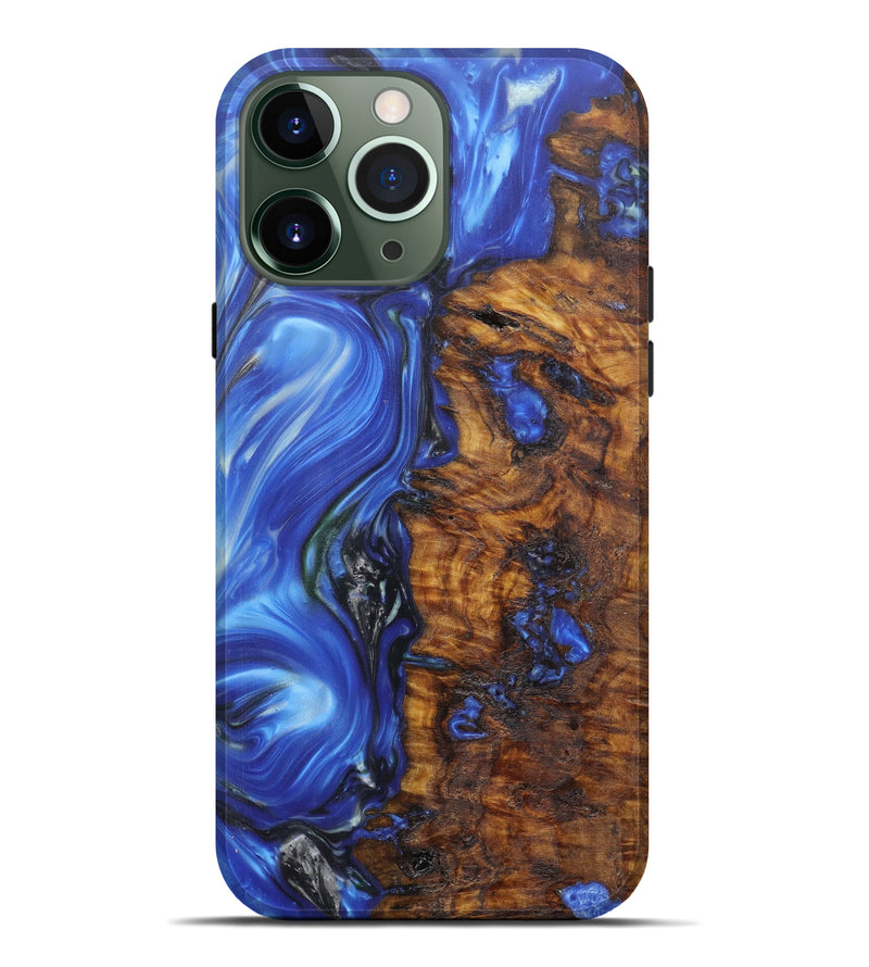 iPhone 13 Pro Max Wood+Resin Live Edge Phone Case - Elsi (Light Blue, 594888)