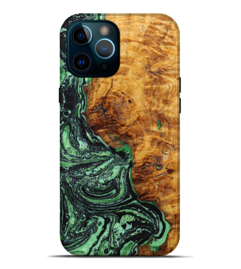 iPhone 12 Pro Max Wood+Resin Live Edge Phone Case - May (Green, 641133)