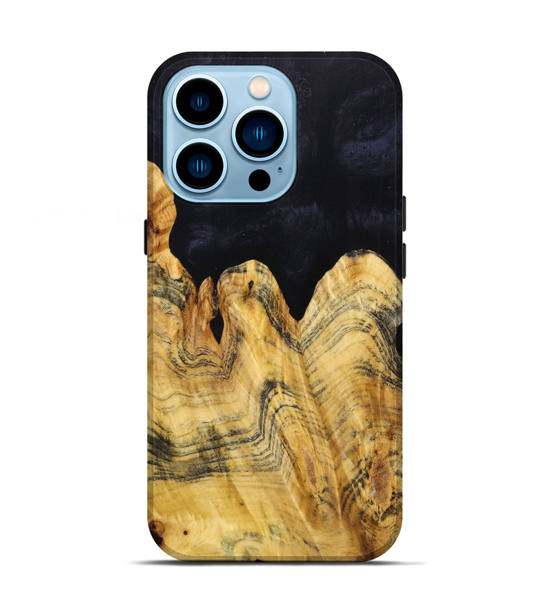 iPhone 14 Pro Wood+Resin Live Edge Phone Case - Magen (Black & White, 633095)