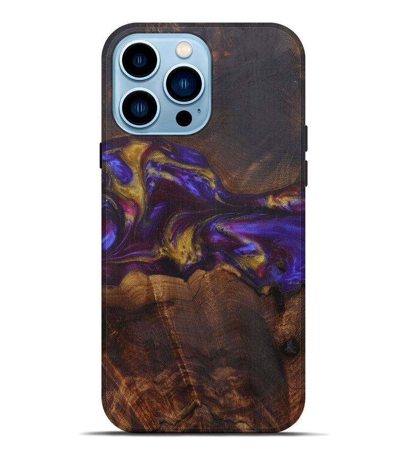 iPhone 14 Pro Max Wood+Resin Live Edge Phone Case - Maryam (Purple, 594889)